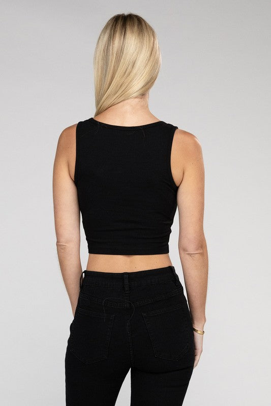 Cotton Square Neck Cropped Cami Top - Summer at Payton's Online Boutique