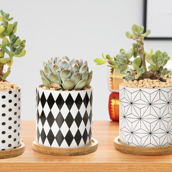 B&W Planters Set of 3 - Summer at Payton's Online Boutique