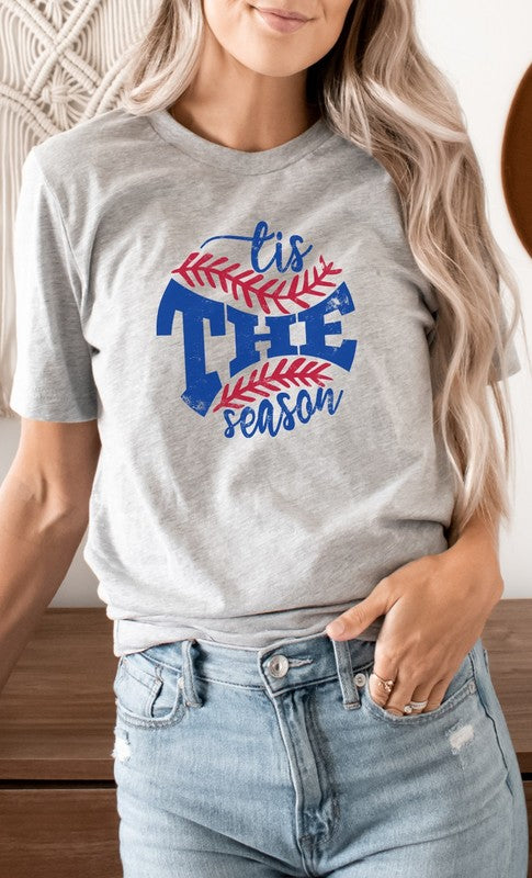 Ash Gray Tis The Season Baseball Graphic Tee-Plus Size
