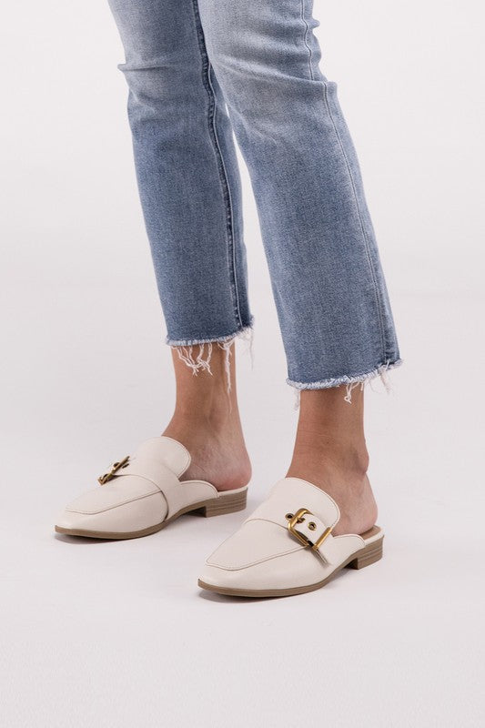 Chantal Buckle Backless Slide Loafer Shoes