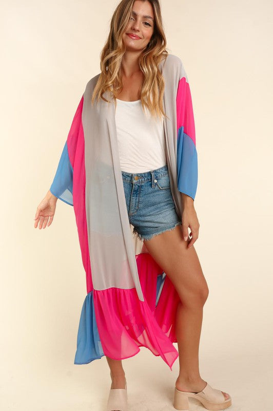 Multi Chiffon Open Cardigan Cover-Up