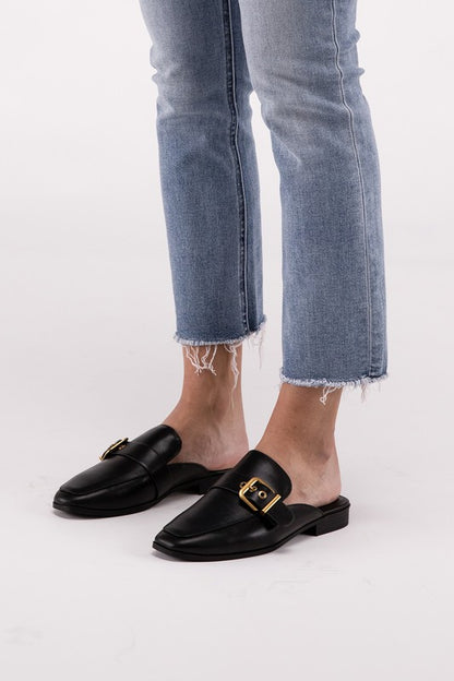 Chantal Buckle Backless Slide Loafer Shoes