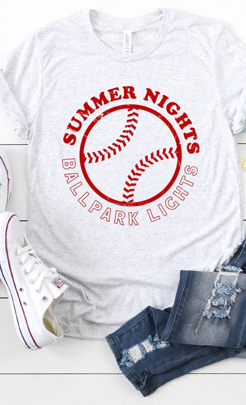 Ash Gray Summer Nights and Ballpark Lights Baseball Graphic