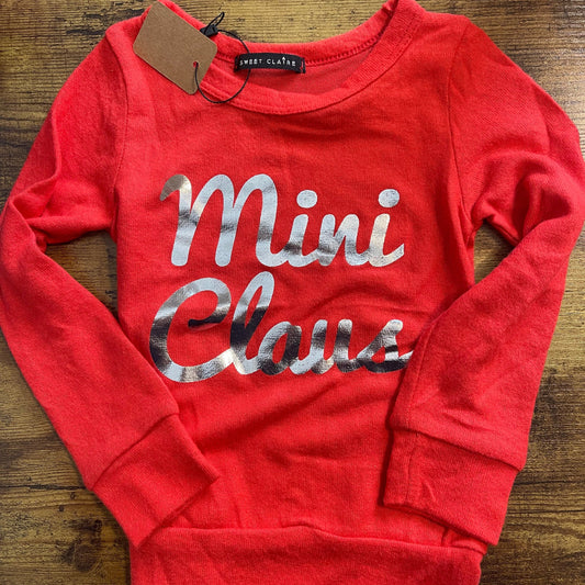 Kids Mini Claus Long Sleeved Red Top