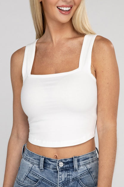 Cotton Square Neck Cropped Cami Top - Summer at Payton's Online Boutique