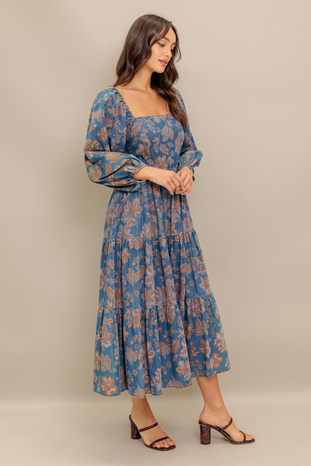 CIRCLE OF FRIENDS DENIM MIDI DRESS