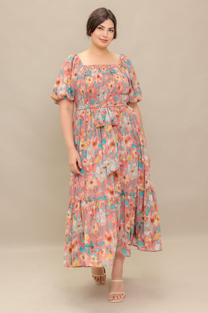 ROSY TWILIGHT WOVEN MIDI DRESS