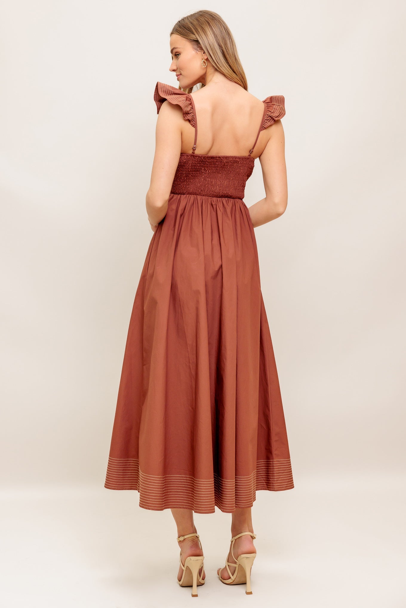 TUSCAN SUNSET WOVEN MIDI DRESS