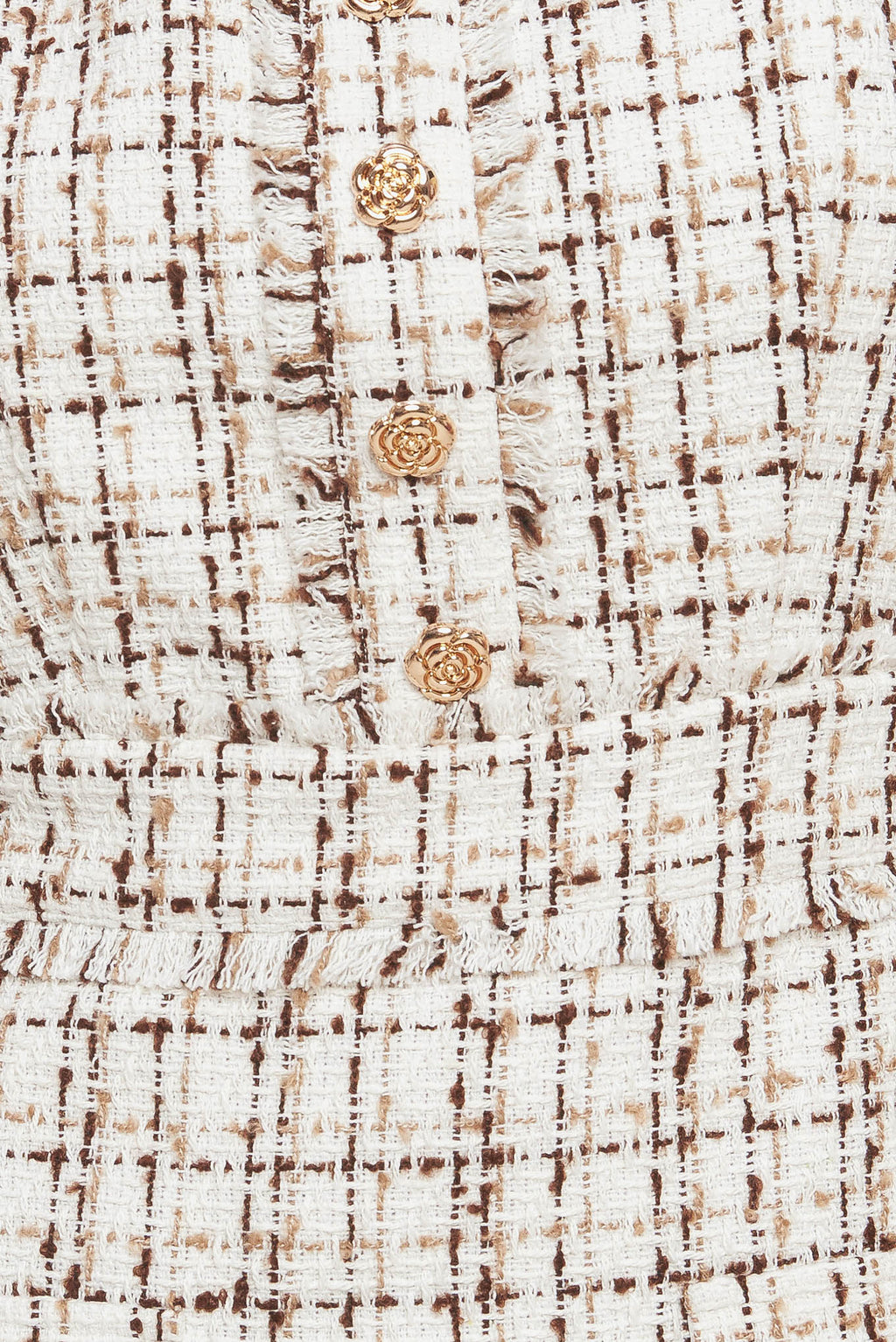 GOLDEN GRID LUXE TWEED MINI DRESS