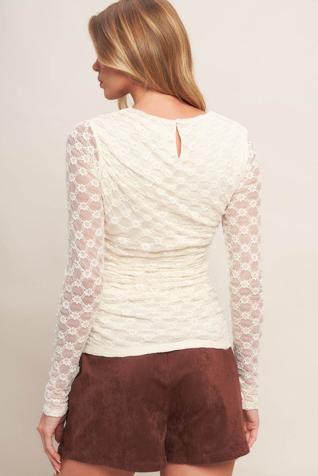 MODERN FUNCTION STRETCH KNIT LACE TOP