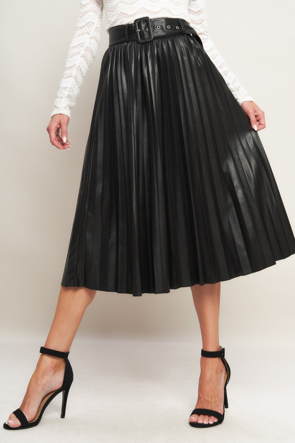 YOU FILL MY LIFE WITH LEATHER MIDI SKIRT