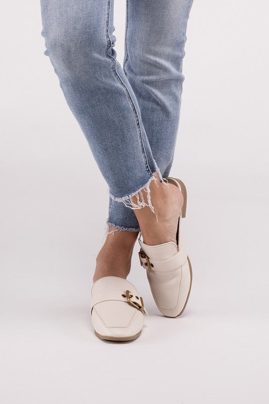 Chantal Buckle Backless Slide Loafer Shoes