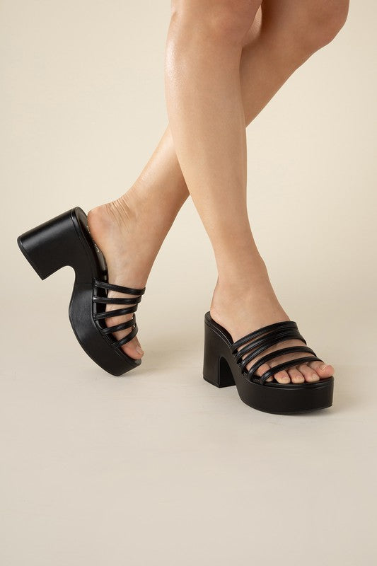 Sculptural Block Heel Platform Mules