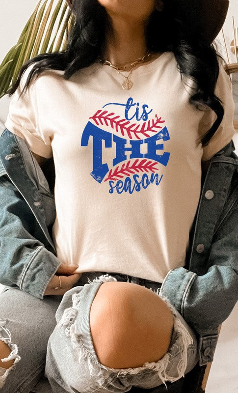 Cream Tis The Season Baseball Graphic Tee-Plus Size