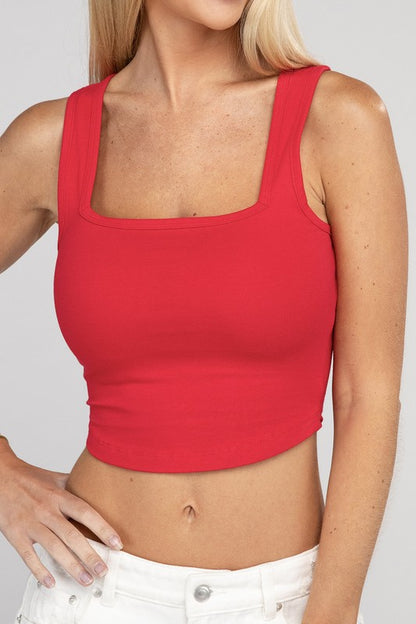 Cotton Square Neck Cropped Cami Top - Summer at Payton's Online Boutique