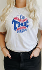 Athletic Heather Tis The Season Baseball Graphic Tee-Plus Size