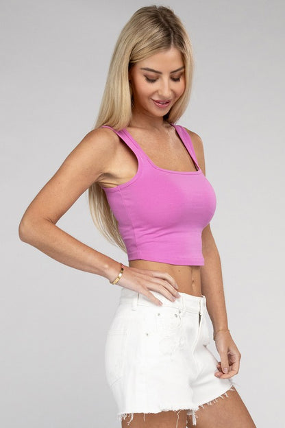 Cotton Square Neck Cropped Cami Top - Summer at Payton's Online Boutique