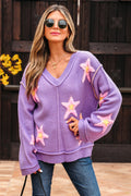 Aubrey Brushed Star Oversize Sweater - Summer at Payton's Online Boutique