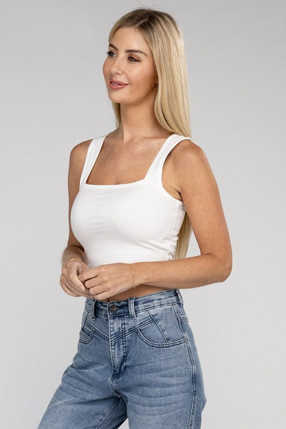 Cotton Square Neck Cropped Cami Top - Summer at Payton's Online Boutique