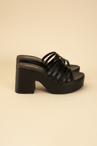 Sculptural Block Heel Platform Mules