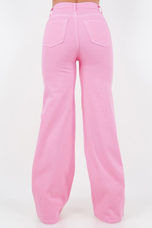 Wide Leg Jean in Bubblegum Pink - Summer at Payton's Online Boutique