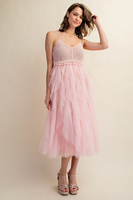 LOVELY TULLE MIDI CROCHET DRESS - Summer at Payton's Online Boutique