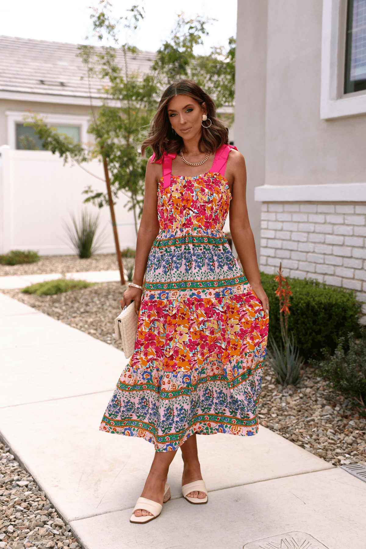 Floral midi dress front view