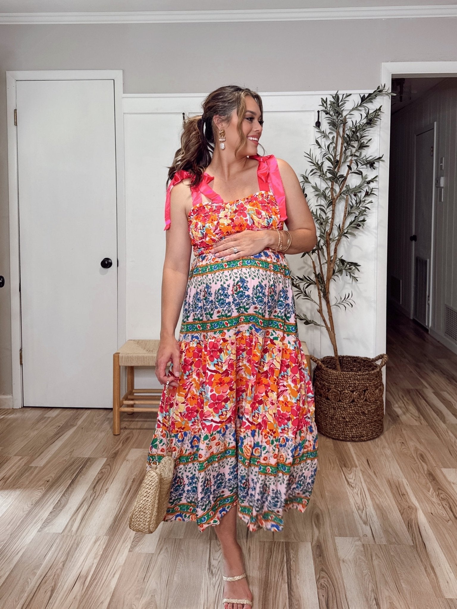 Floral midi dress front view