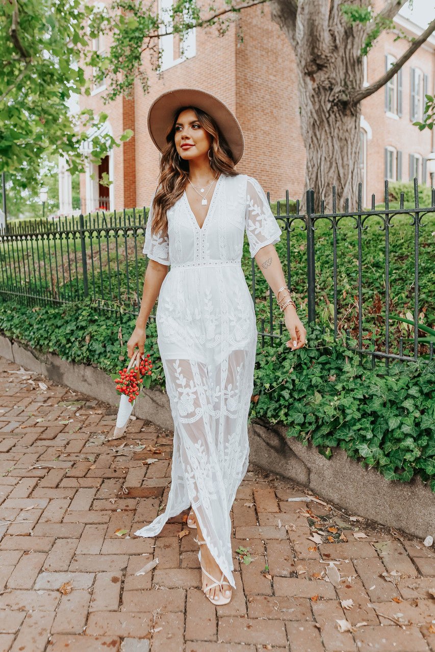 Reign White Lace Romper Maxi