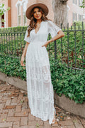 Reign White Lace Romper Maxi