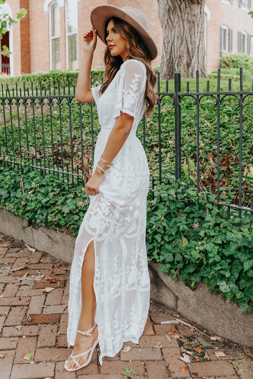 Reign White Lace Romper Maxi