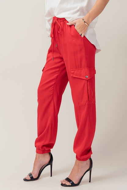 Soft Tencel Drawstring Cargo Joggers - Summer at Payton's Online Boutique