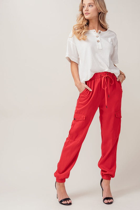 Soft Tencel Drawstring Cargo Joggers - Summer at Payton's Online Boutique