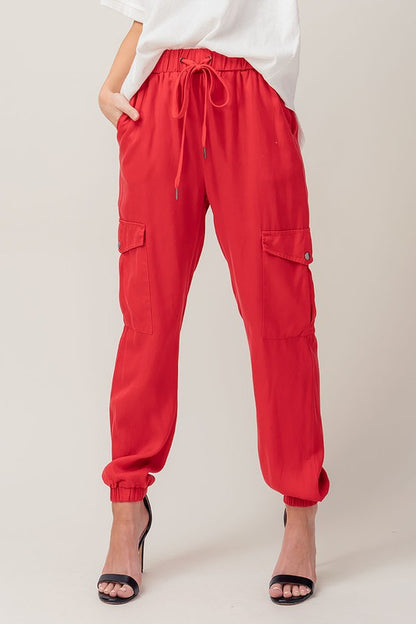 Soft Tencel Drawstring Cargo Joggers - Summer at Payton's Online Boutique