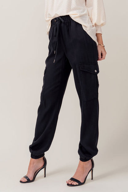 Soft Tencel Drawstring Cargo Joggers - Summer at Payton's Online Boutique