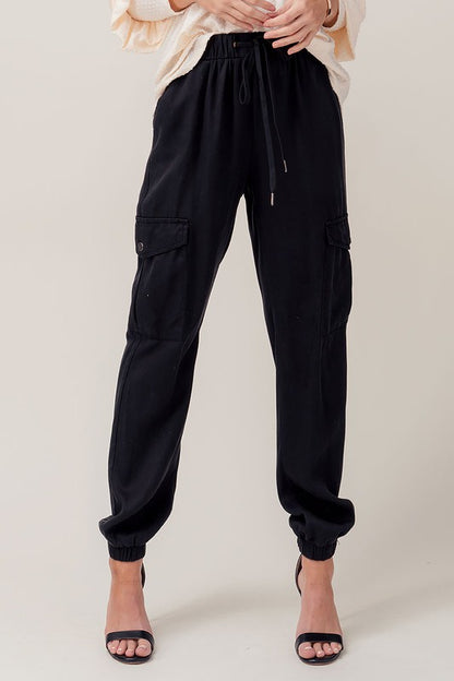 Soft Tencel Drawstring Cargo Joggers - Summer at Payton's Online Boutique