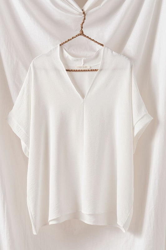 Oversized V-Neck Short Sleeve Top - Summer at Payton's Online Boutique