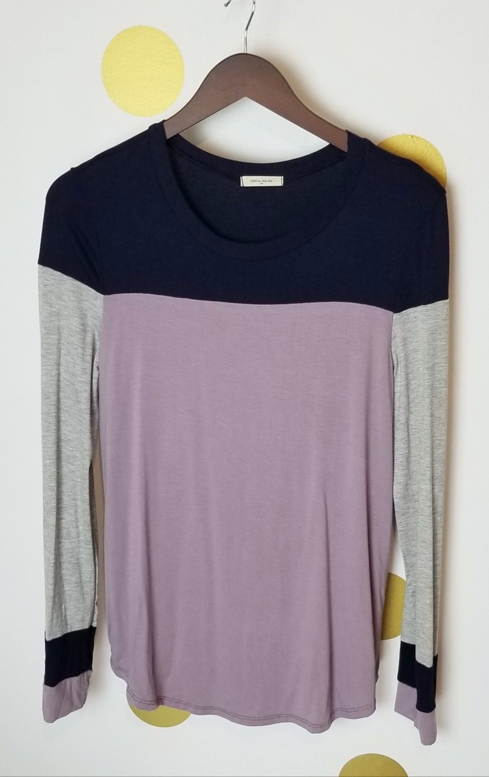 Lavender & Navy Colorblock Long Sleeve Top - Payton's Online Boutique