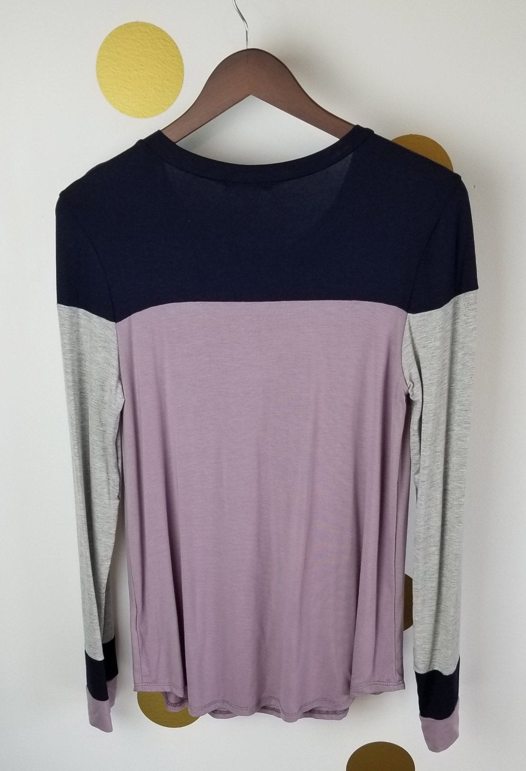 Lavender & Navy Colorblock Long Sleeve Top - Payton's Online Boutique