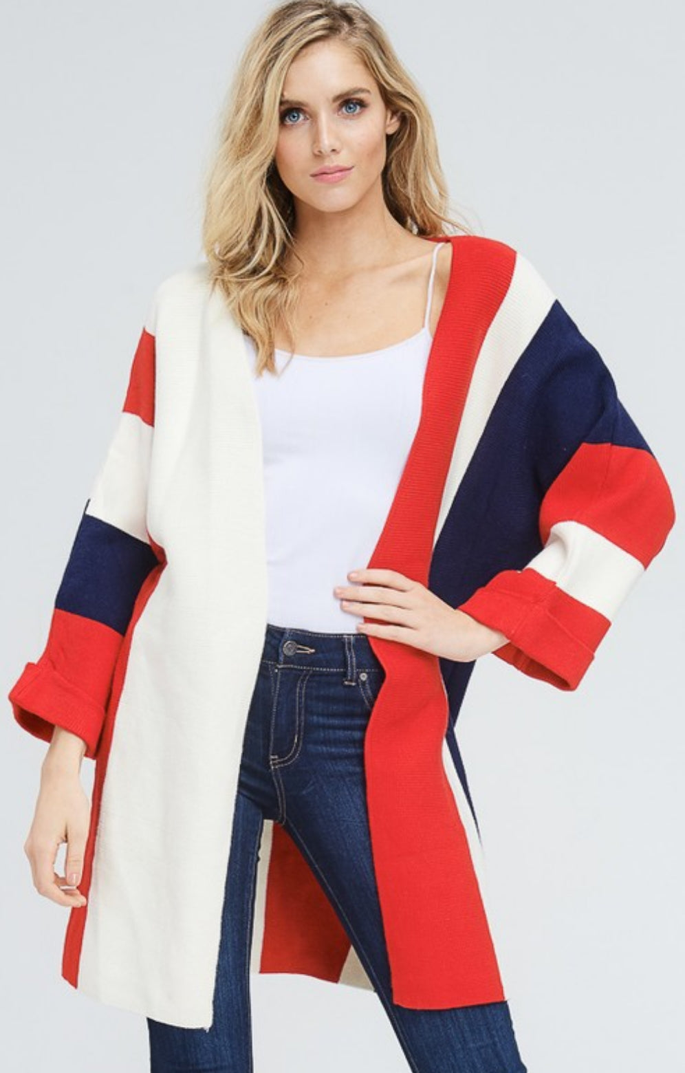 Color Blocked Open Sweater Jacket - Payton's Online Boutique