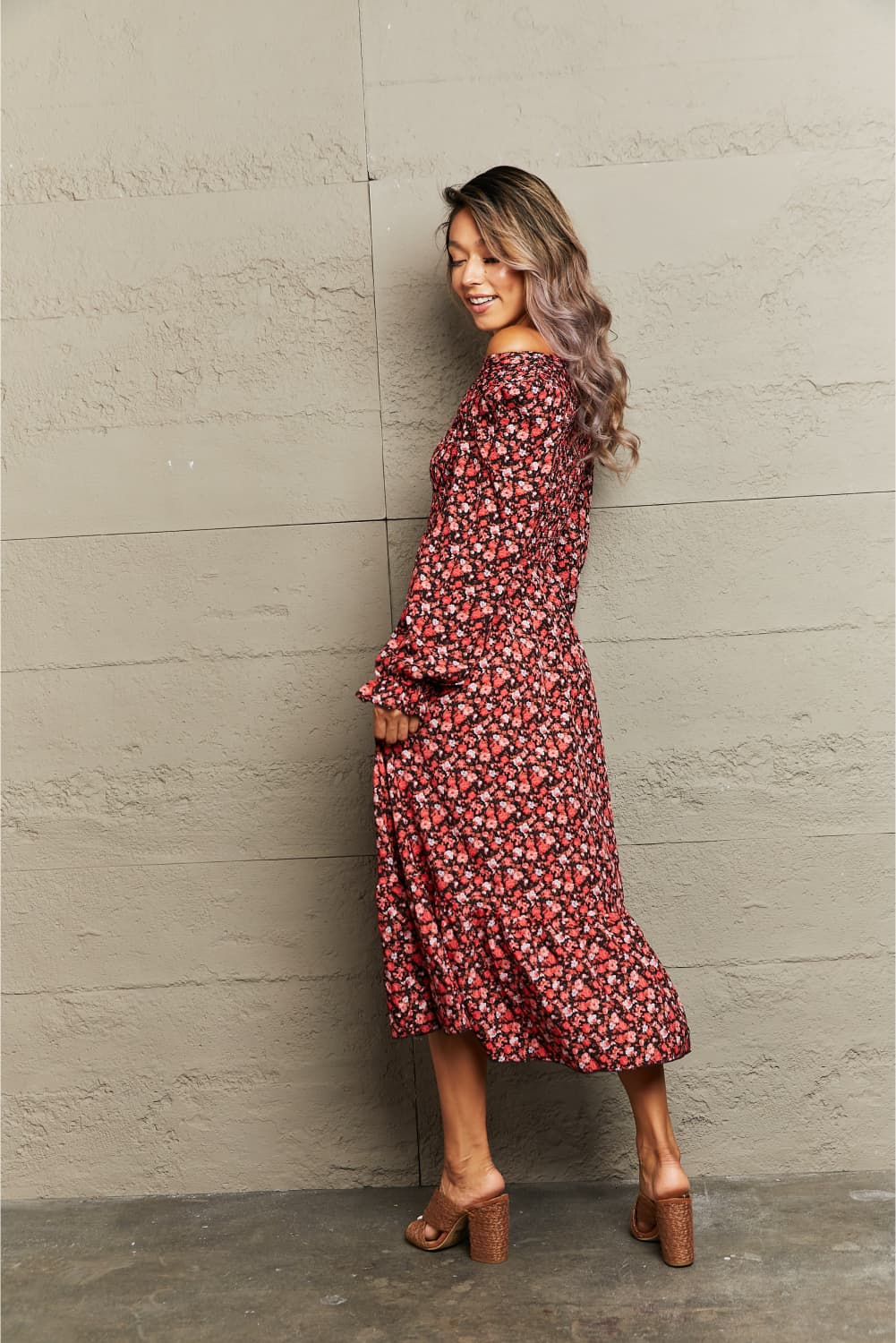 Off shoulder floral maroon dress - Summer at Payton's Online Boutique