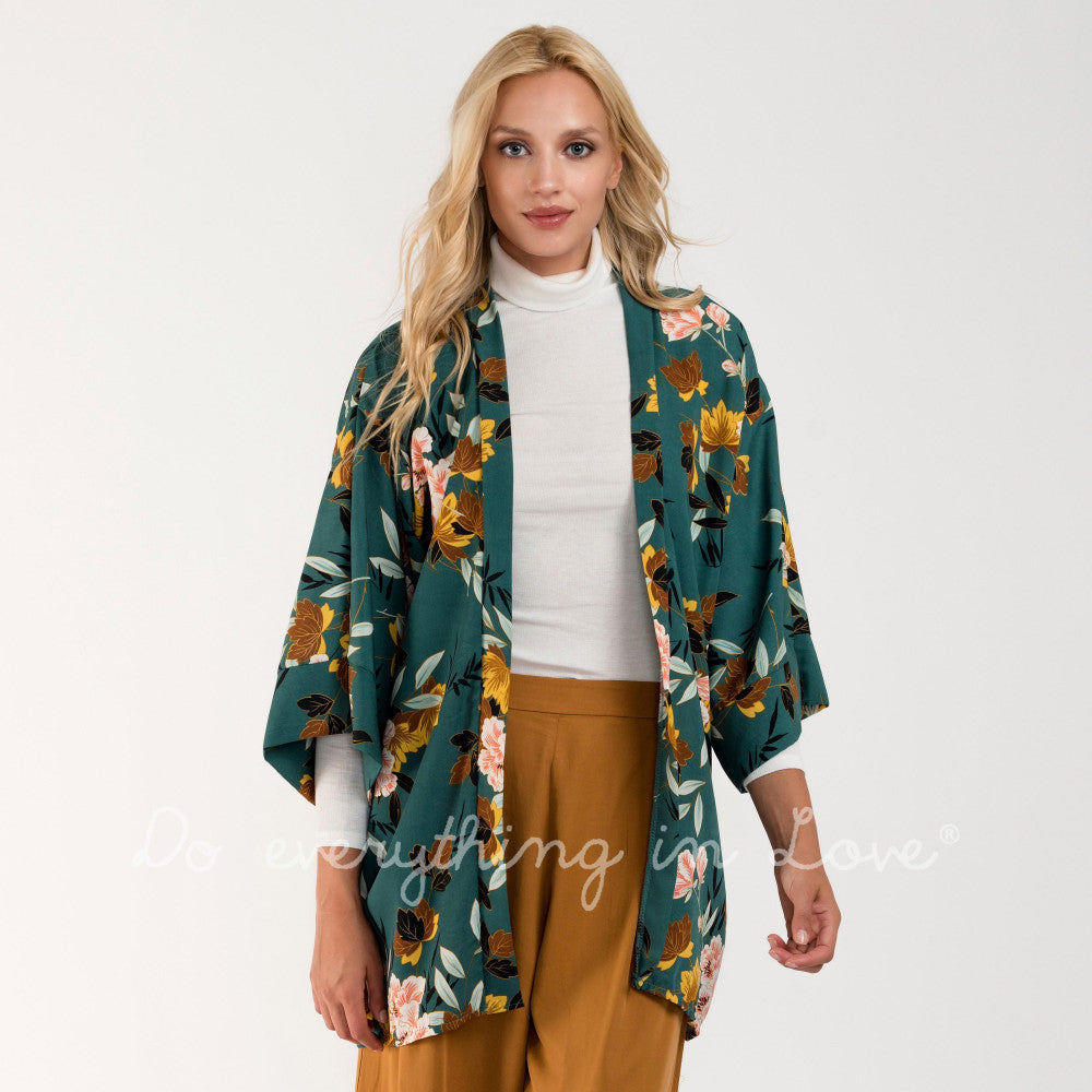 Oriental Floral Print Kimono - Payton's Online Boutique