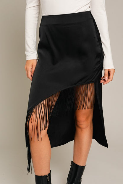 Black Tassel Hem Midi Skirt - Summer at Payton's Online Boutique