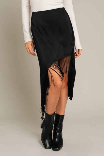 Black Tassel Hem Midi Skirt - Summer at Payton's Online Boutique