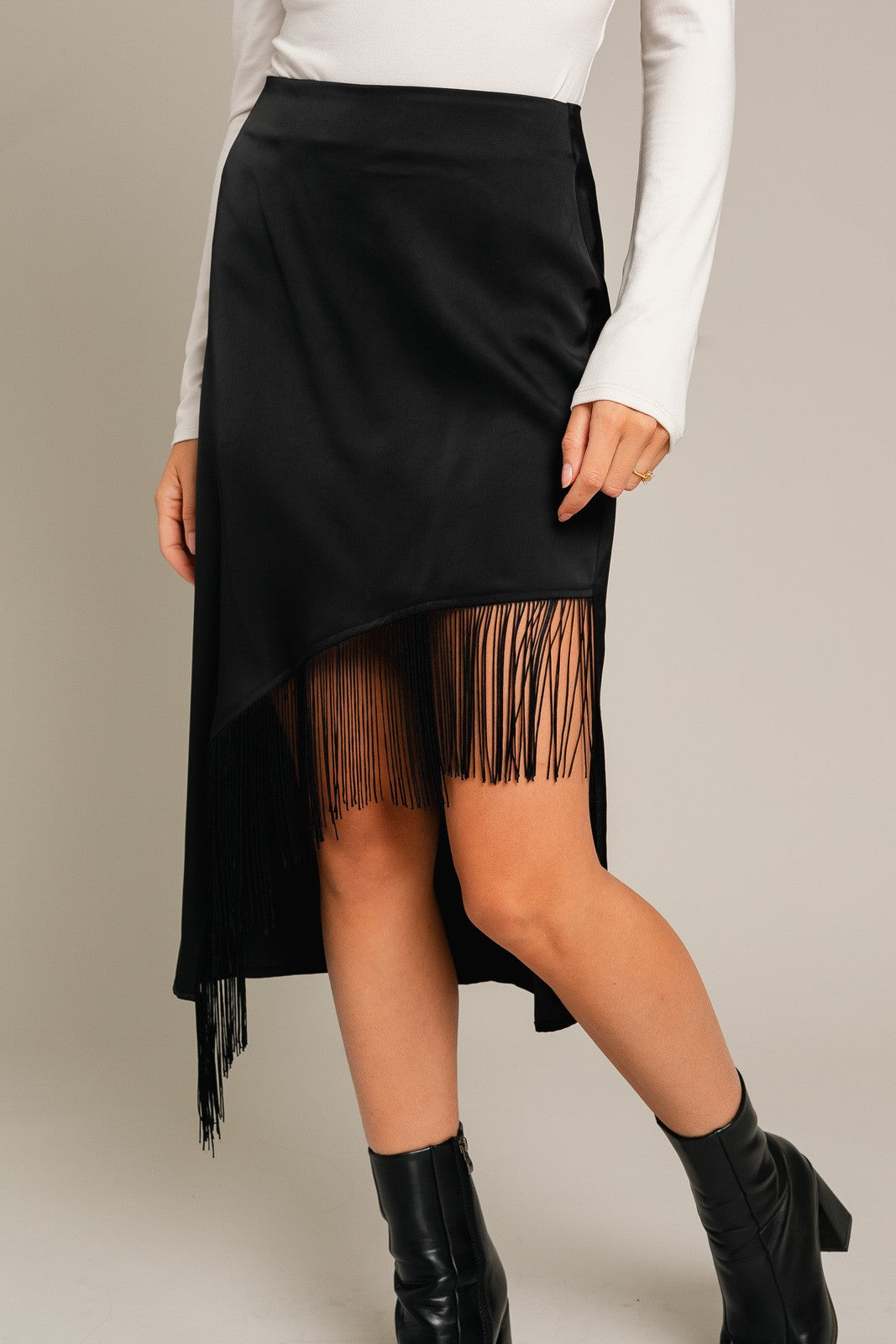 Black Tassel Hem Midi Skirt - Summer at Payton's Online Boutique