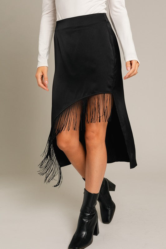 Black Tassel Hem Midi Skirt - Summer at Payton's Online Boutique