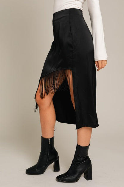 Black Tassel Hem Midi Skirt - Summer at Payton's Online Boutique