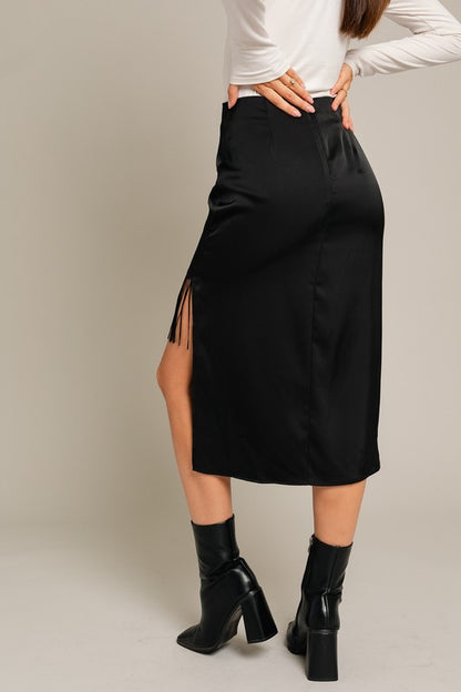 Black Tassel Hem Midi Skirt - Summer at Payton's Online Boutique