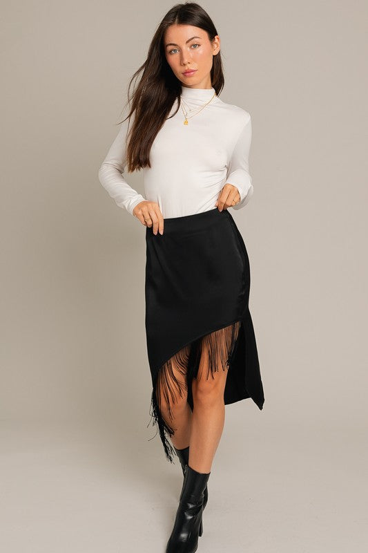 Black Tassel Hem Midi Skirt - Summer at Payton's Online Boutique