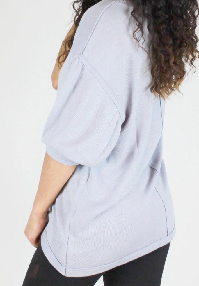 Elastic Trim Casual Top in Light Blue - Payton's Online Boutique